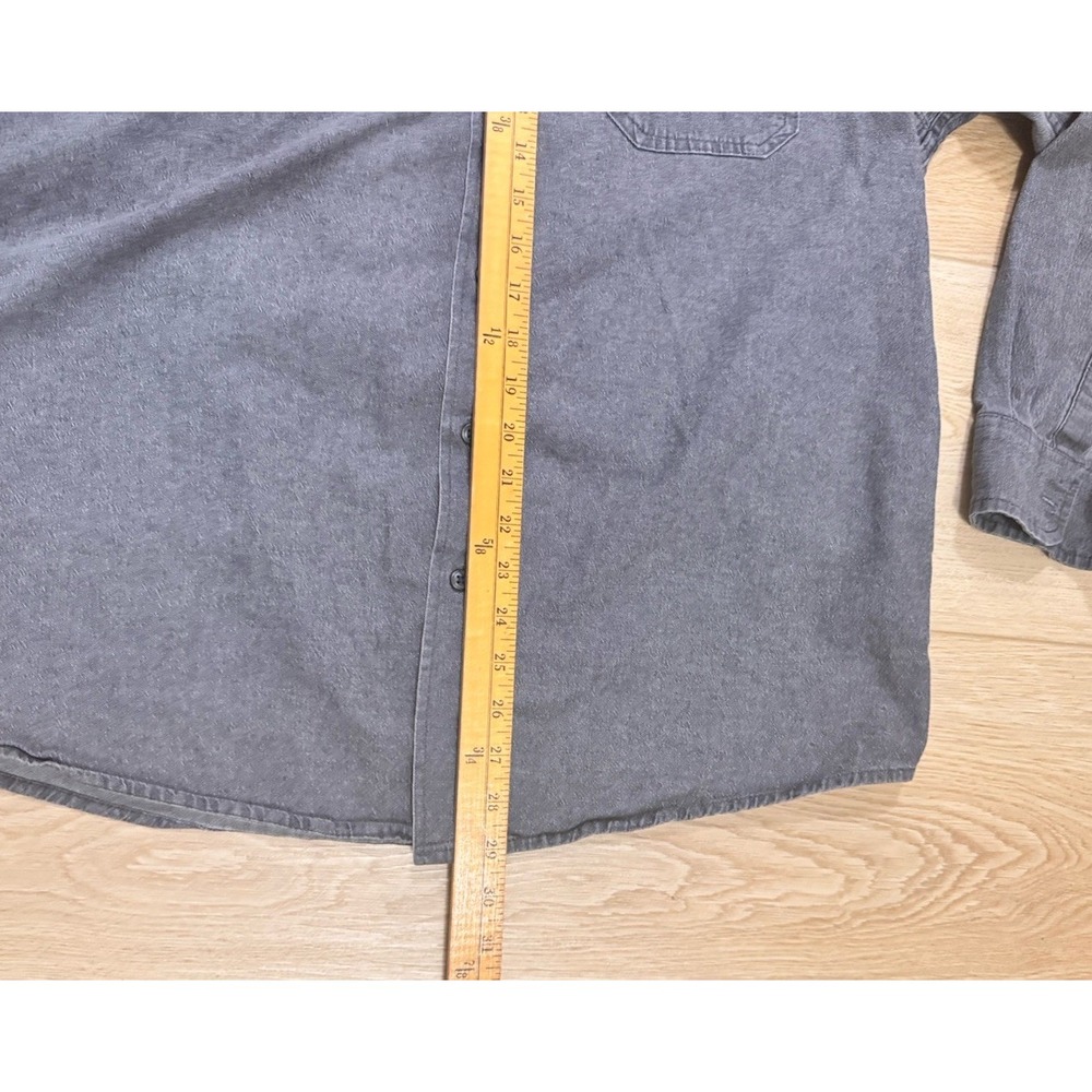 Wrangler Comfort Flex Gray Denim Long Sleeve Button Up Shirt Men's Size L - Picture 7 of 7